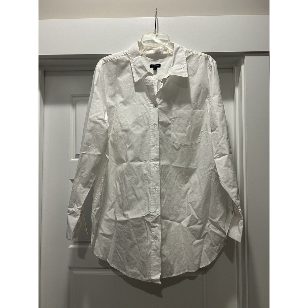 Talbots Women’s White Button Long Sleeve Cotton Shirt size XL Classic Minimalist